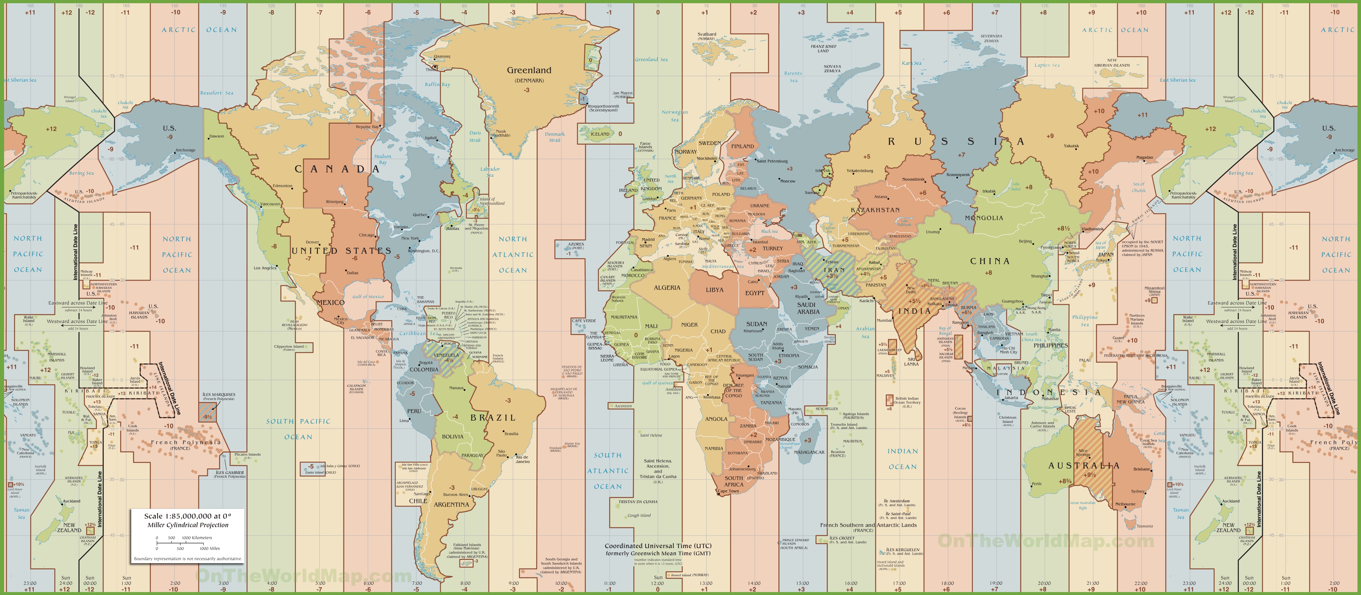 Worldwide Time Zone Map World time zones map