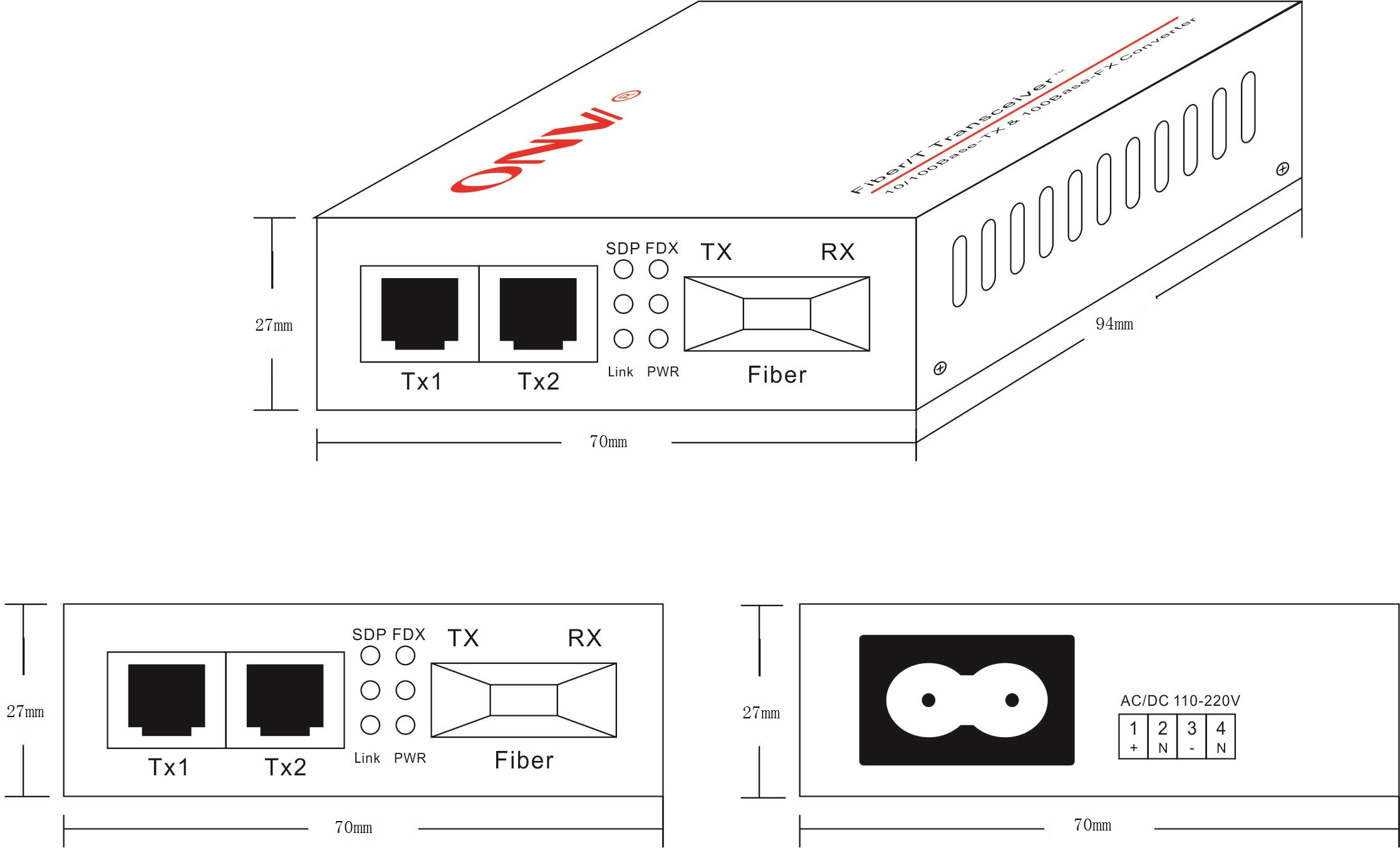 10/100M 2port multimode dual fiber media converterOptical Fiber Converter