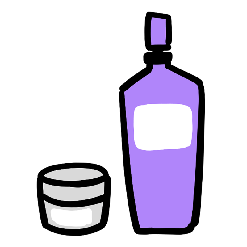 コスメ,コスメティック,化粧品,化粧水,乳液,おしろい,パウダー,パフ,のイラスト(005_0348) | クリエーターズスクウェア 化粧水とクリームのイラスト - Onwaイラスト