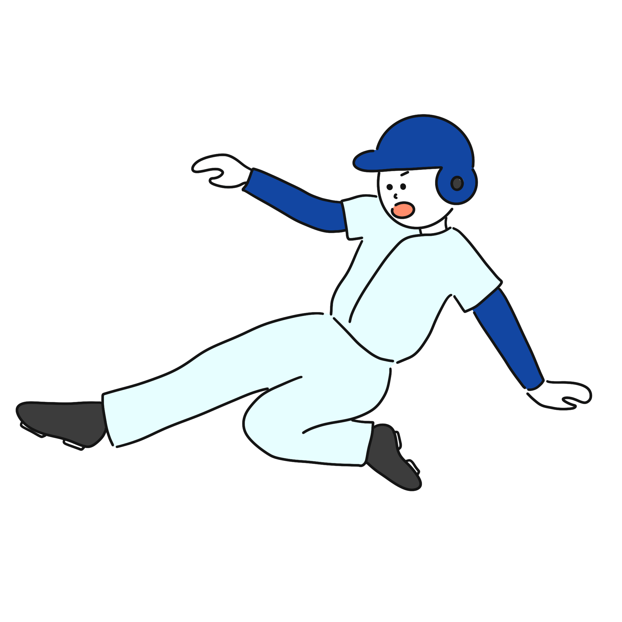 野球でスライディングしているイラスト ONWAイラスト