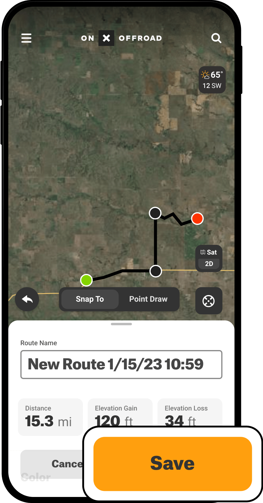 Building and following Routes that snap to road and trails onX Offroad