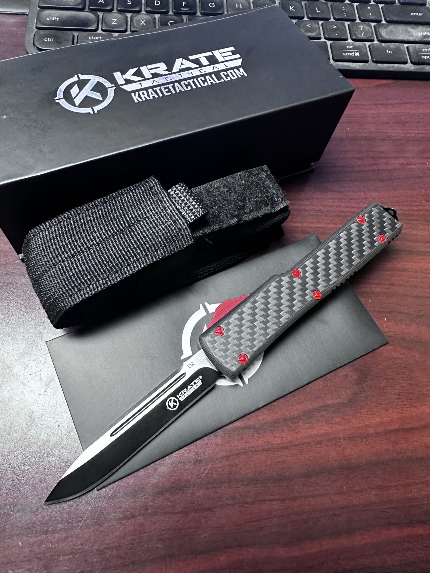 Krate Tactical OTF Carbon Fiber Knife Onyx Arms LLC