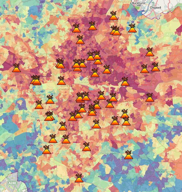 August 2011 Looting And Riot Hotspots In London Map London Riots Maps Suprageography