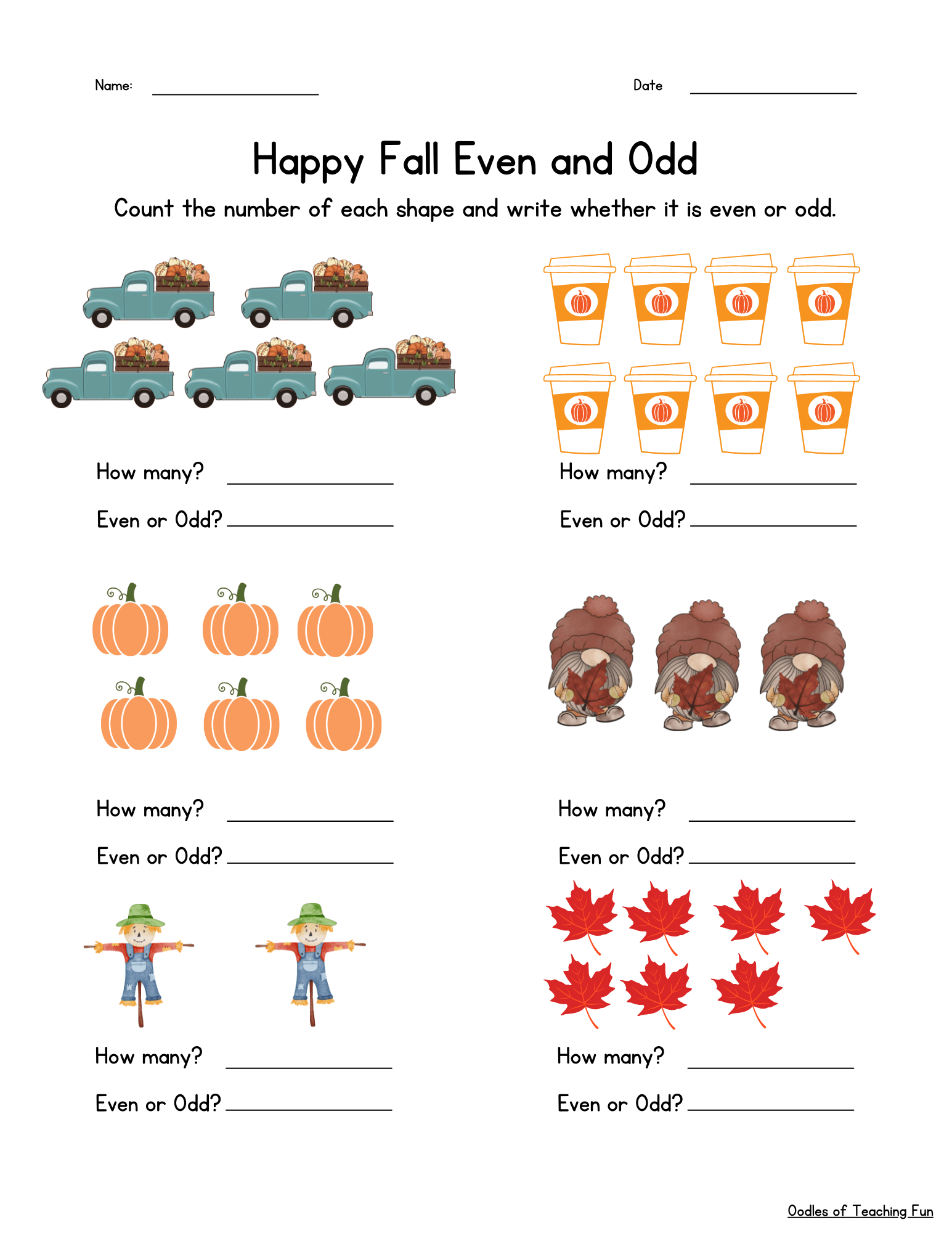 Fun Fall Even and Odd Practice Oodles of Teaching Fun