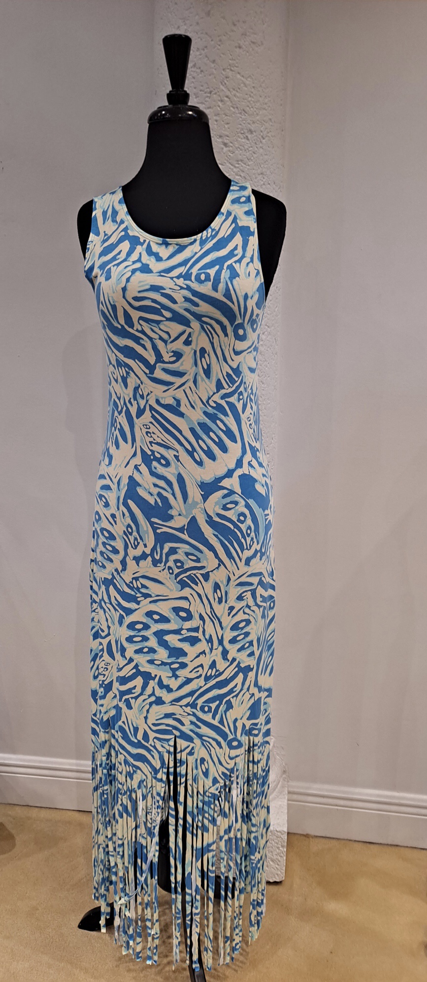 Zen Knits KM1609 Mara Sleeveless Maxi Dress with Fringe Ooh! Ooh