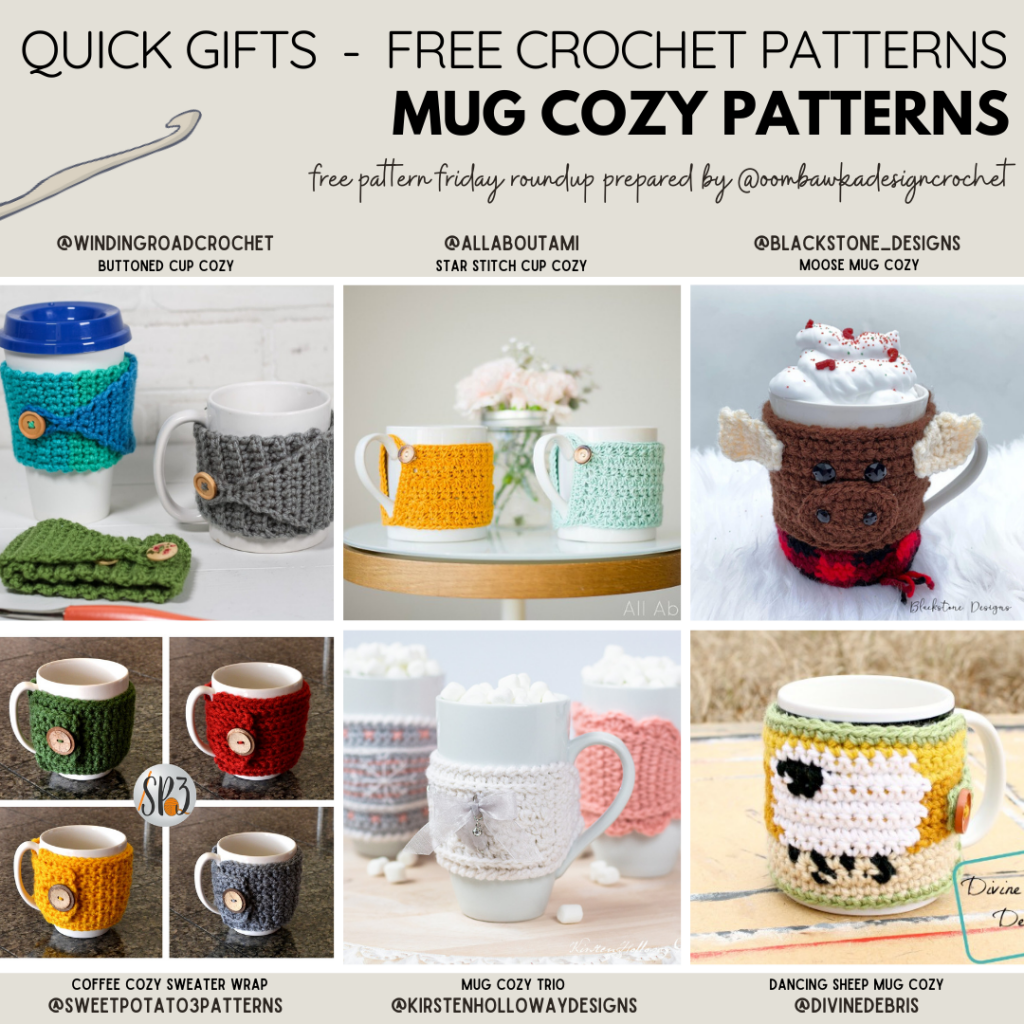 12 Free Crochet Mug Cozy Patterns for Coffee Cups with Handles