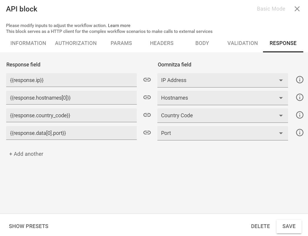 Creating workflows for Shodan assets Oomnitza Documentation