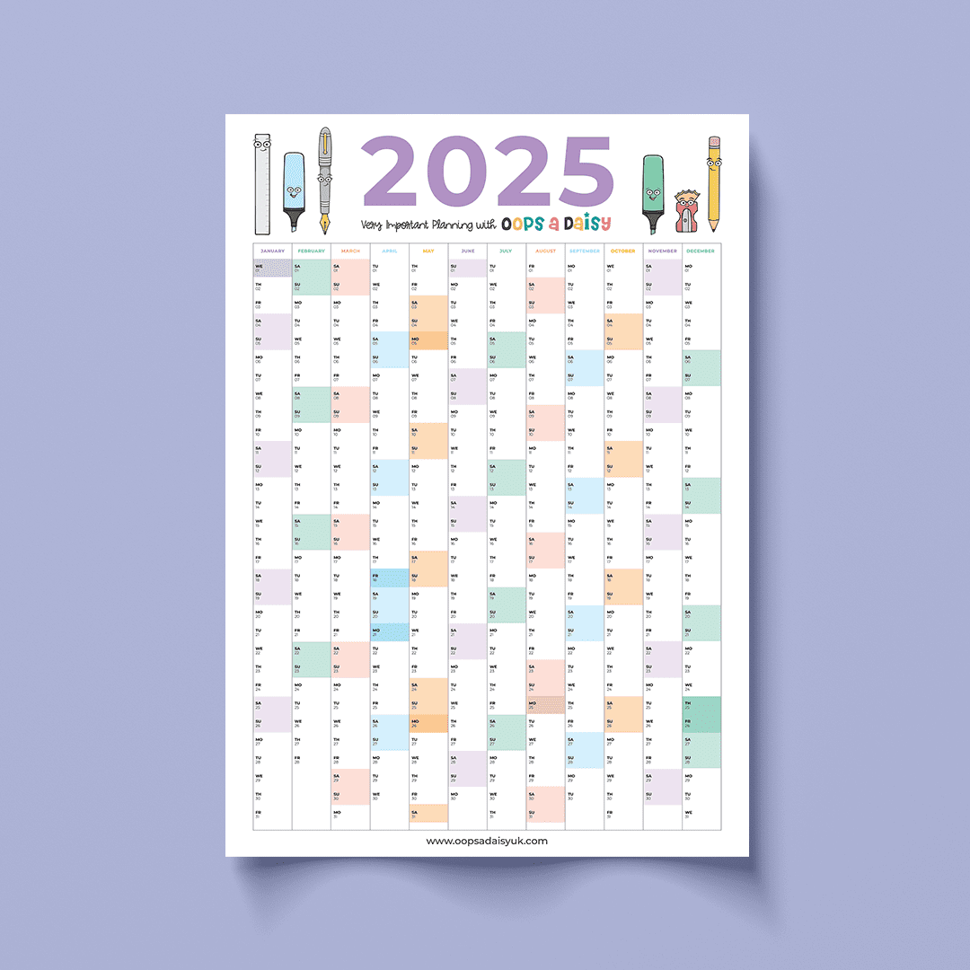 A3 Wall Calendar 2025 Oops a Daisy UK
