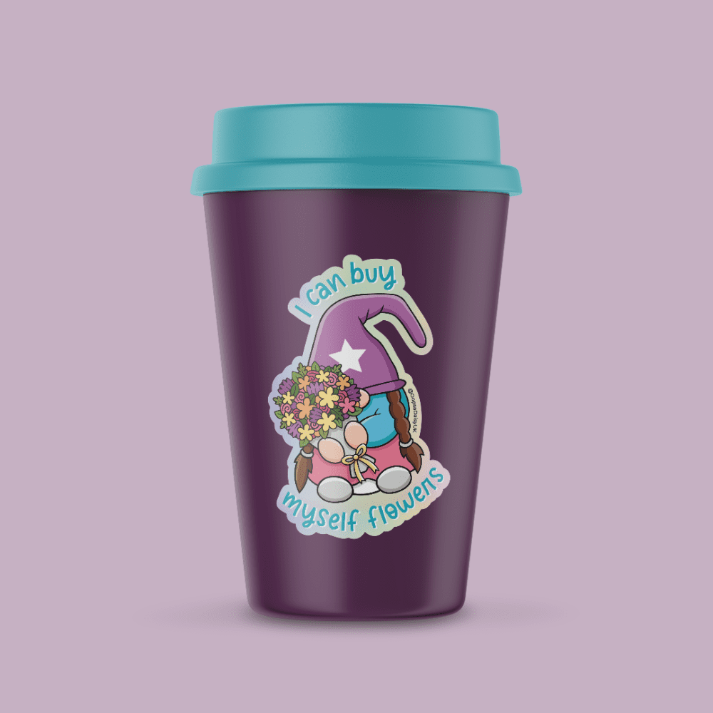 Gonk Self Care Vinyl Sticker Cup MOCKUP Oops a Daisy UK