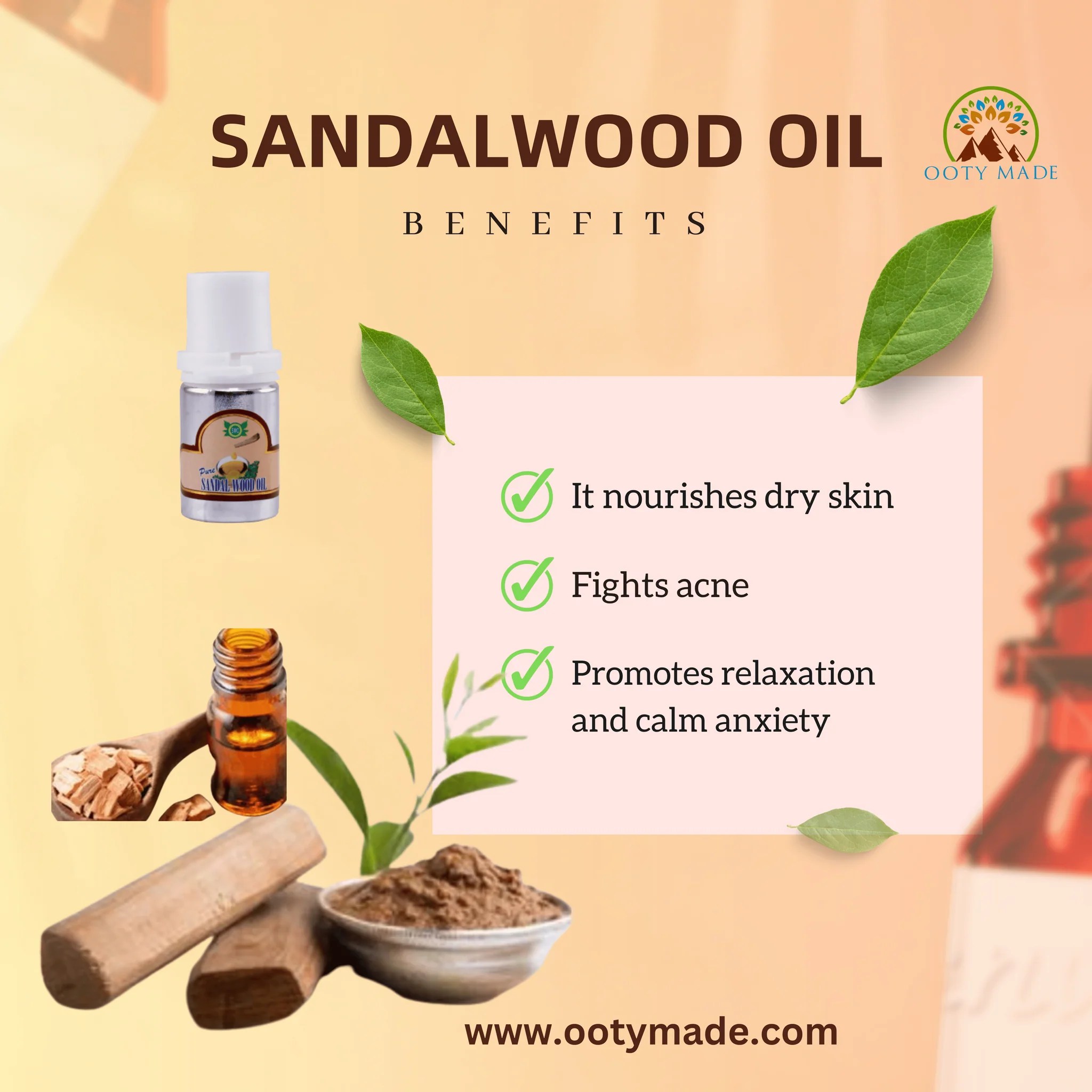 Buy Pure Sandalwood oil for skin,face and hair