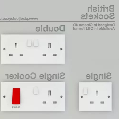 British Electric Socket Sets Free 3d Model .Obj Open3dModel
