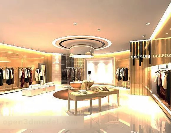 Tienda De Ropa De Techo Interior Modelo 3d .Max, .Vray Open3dModel