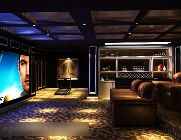 Villa Home Theater Interior 3d Model .Max, .Vray Open3dModel 338067