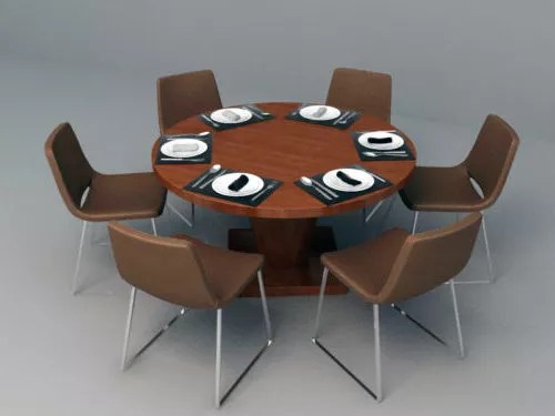Round Table Dining Set Free 3d Model .3ds, .C4d, .Max, .Obj, .Skp