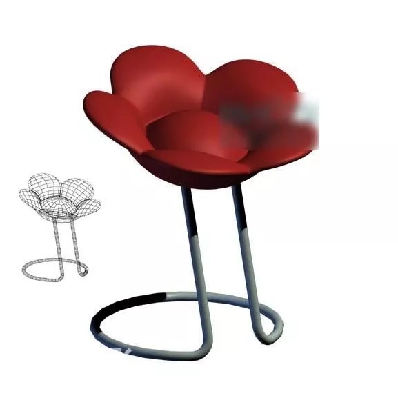 Flower Shaped Red Bar Chair Free 3d Model .Max Open3dModel