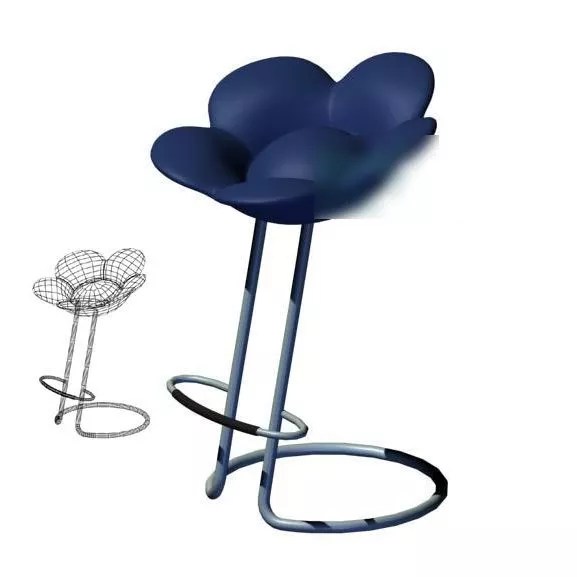 Blue Flower Shaped Bar Chair Free 3d Model .Max Open3dModel