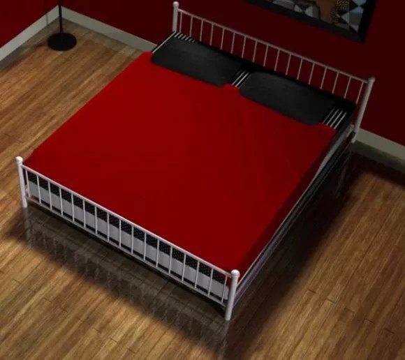 Bed With Red Mattress Free 3d Model .Obj Open3dModel