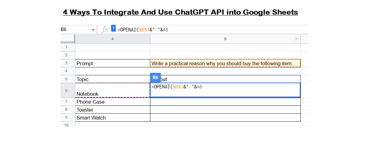 4 Ways To Integrate And Use ChatGPT API into Google Sheets