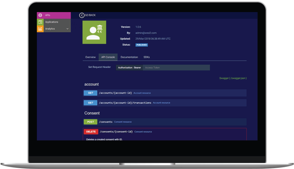 WSO2 Open Banking Home