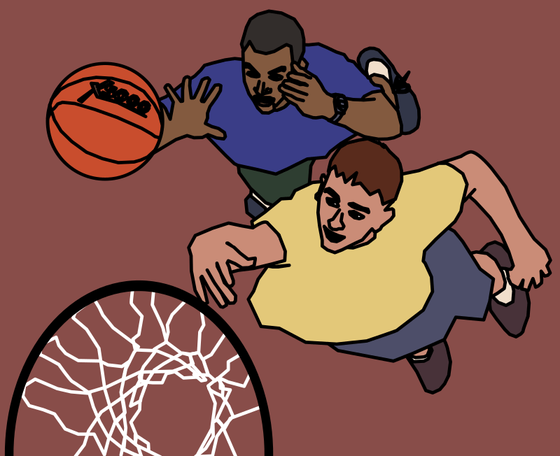Two Guys Play Basketball Openclipart