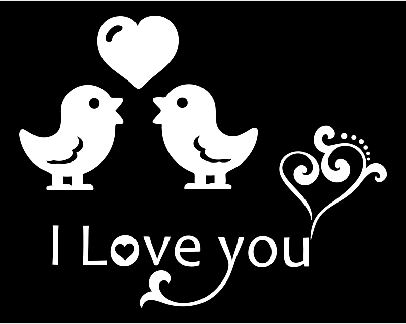 I Love You Typography Black And White Openclipart
