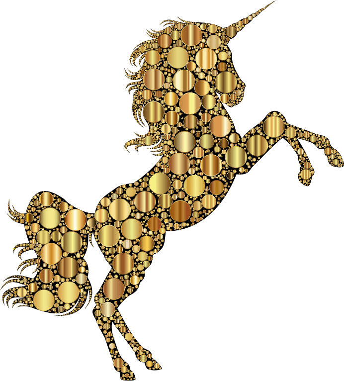 Gold Unicorn Silhouette 2 Circles 2 Openclipart