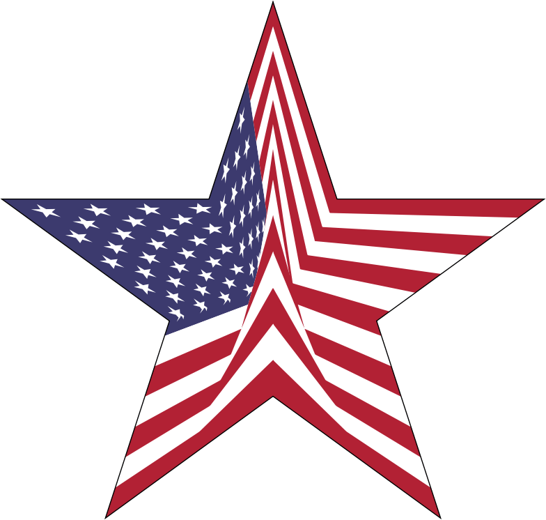 America Flag Star With Stroke Openclipart