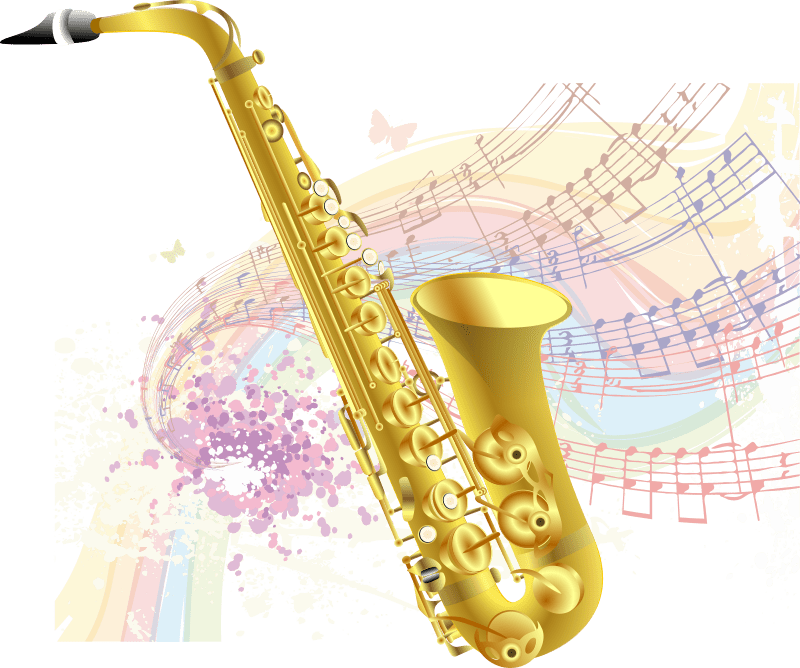 Saxophone with music background Openclipart