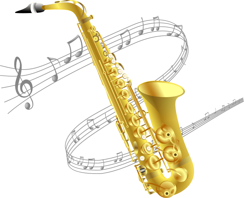 Saxophone with music background Openclipart