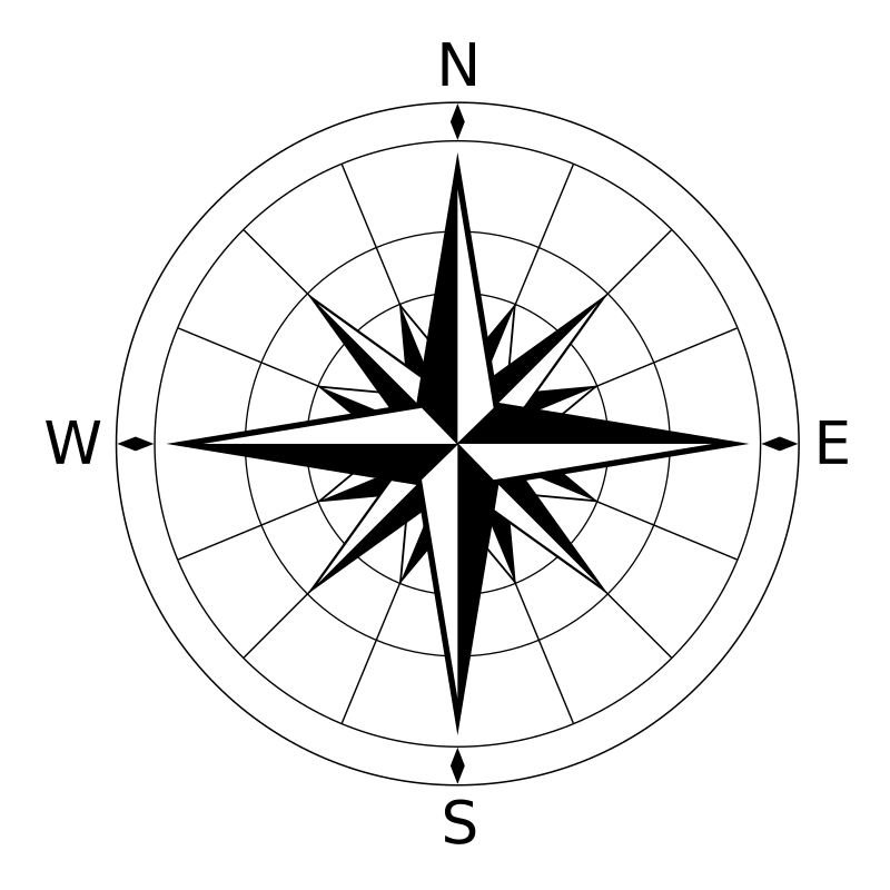 Wind rose b/w Openclipart