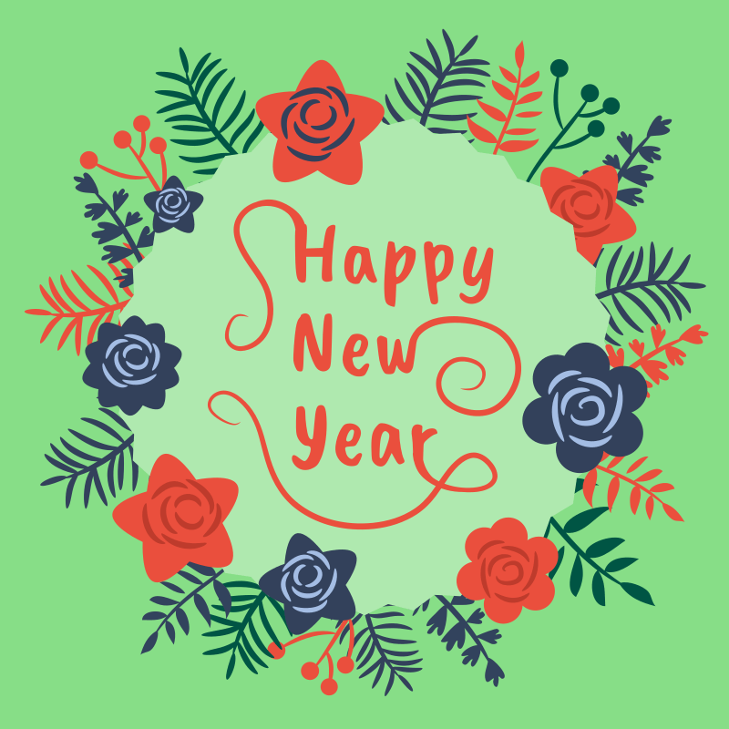 happy new year floral 1 Openclipart