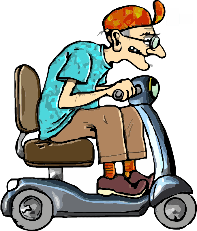 Old Man On Scooter Cartoon