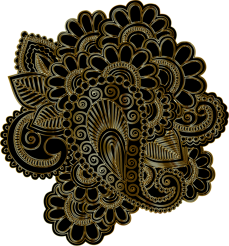 Henna Tattoo Revised Line Art Gold Openclipart