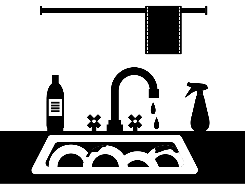 Black and white kitchen sink countertop Openclipart