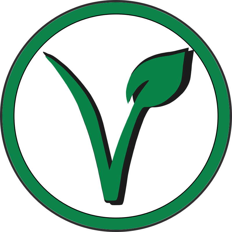 vegan v leaf in white circle Openclipart