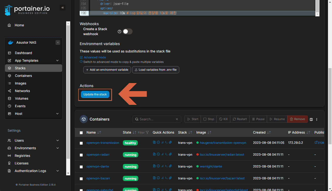 TransmissionOpenVPN 컨테이너의 편리한 설정, 다른 서비스들을 VPN과 함께 나누어 쓰는 방법!