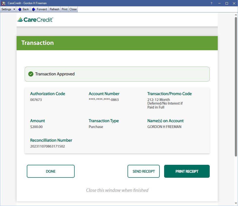 Open Dental Software CareCredit Payment