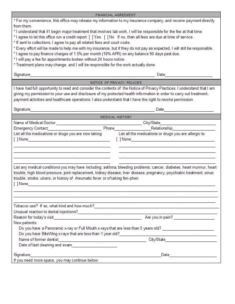 Open Dental Software Registration Forms