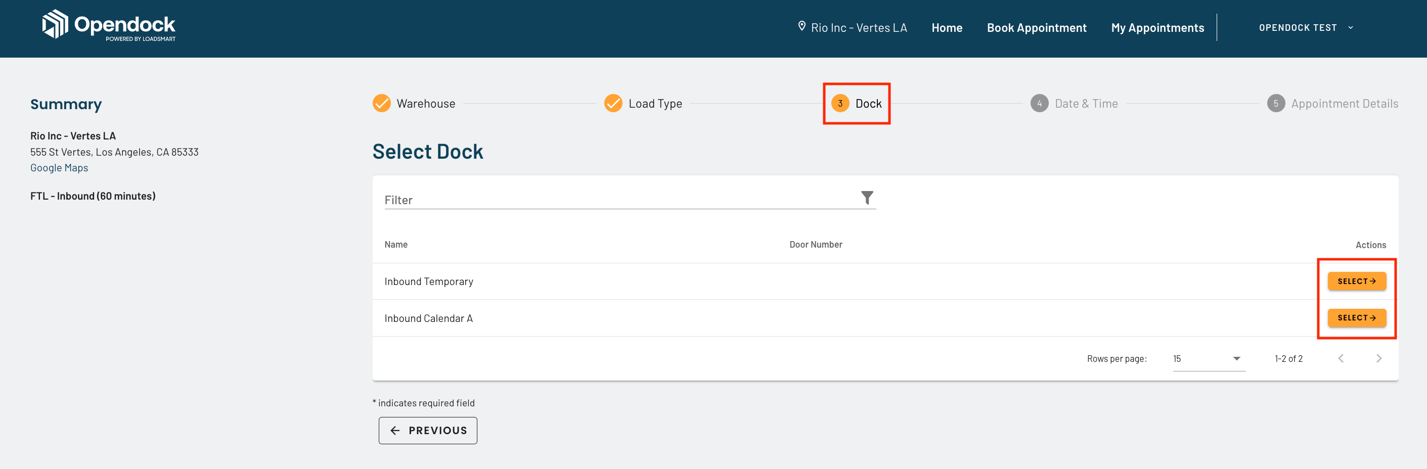 Allow Carriers to Select Dock Opendock