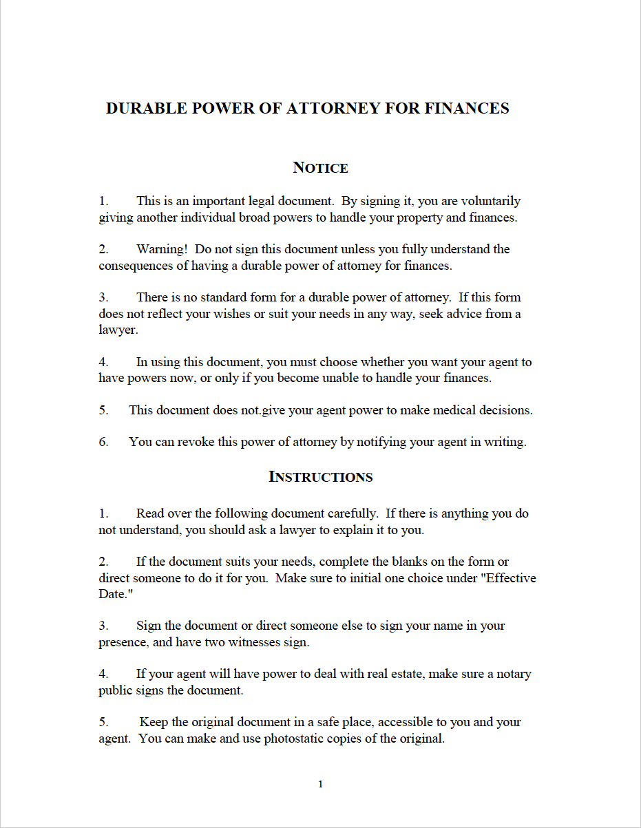 Free Michigan Durable Power of Attorney Form PDF WORD RTF