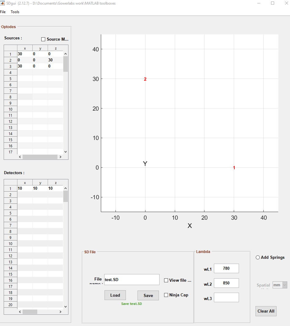 Issue with adding optodes and springs in SDgui Homer3 and AtlasViewer