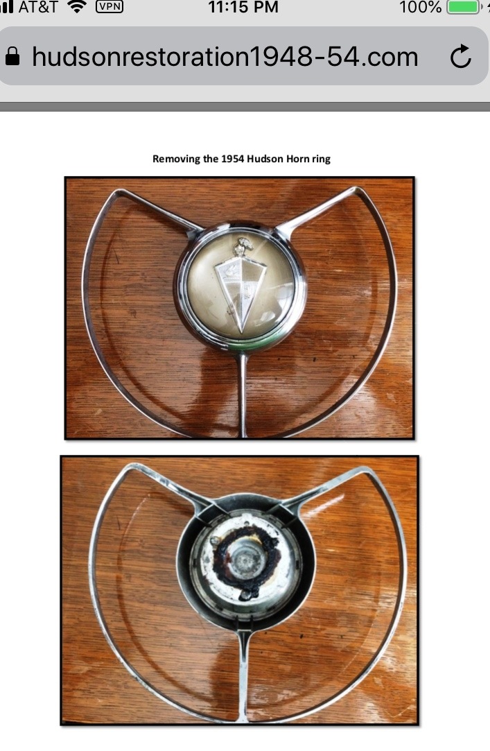 Steering wheel horn button removal from '54 — HET Club Open Forum