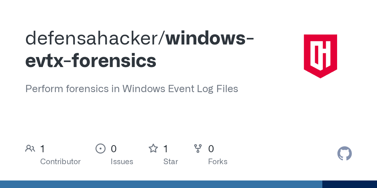 GitHub defensahacker/windowsevtxforensics Perform forensics in