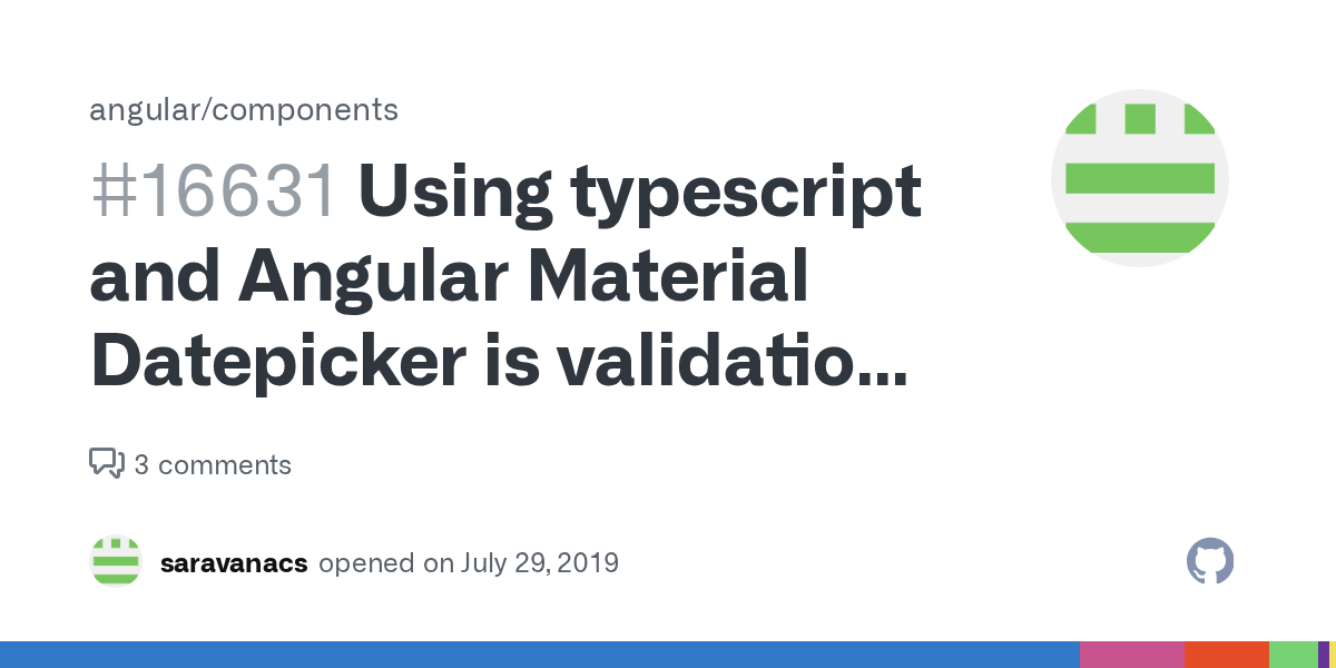 Using typescript and Angular Material Datepicker is validation check