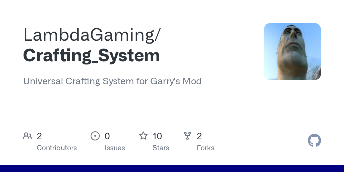 GitHub LambdaGaming/Crafting_System Gmod crafting system made to