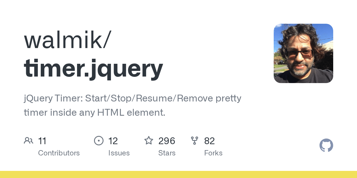 GitHub walmik/timer.jquery jQuery Timer Start/Stop/Resume/Remove