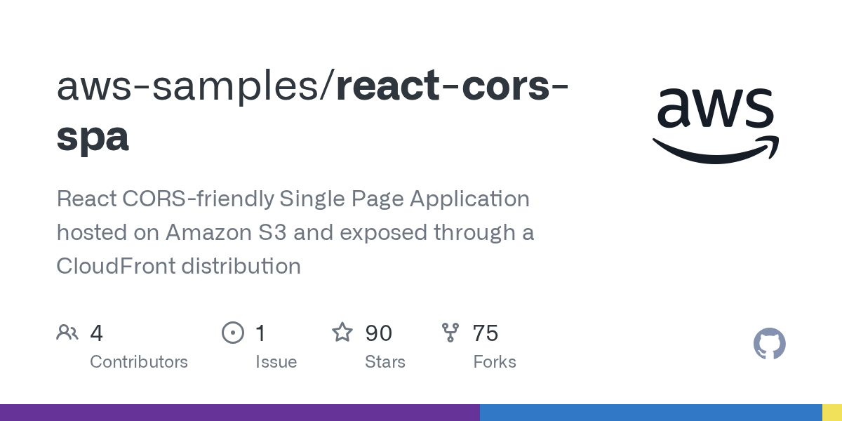 GitHub awssamples/reactcorsspa React CORSfriendly Single Page