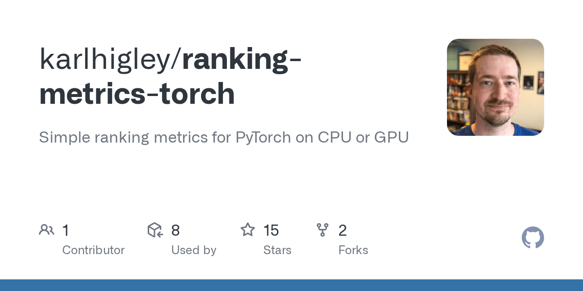 GitHub karlhigley/rankingmetricstorch Simple ranking metrics for