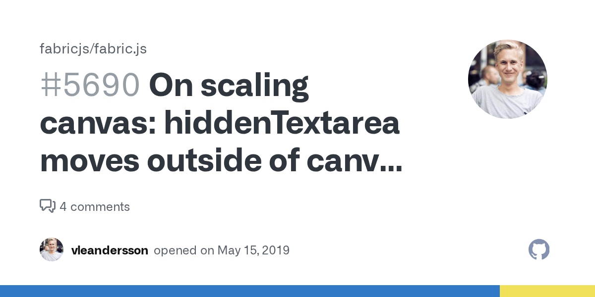 On scaling canvas hiddenTextarea moves outside of canvas boundaries, forcing the viewport to