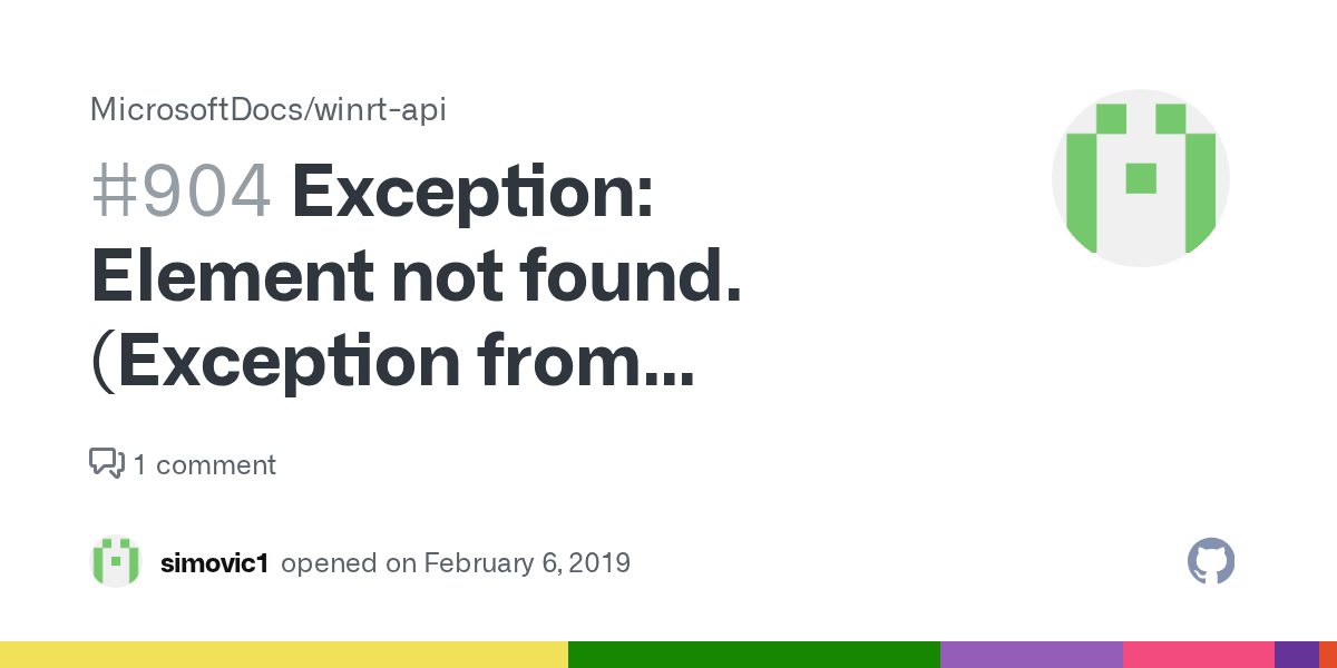 Exception Element not found. (Exception from HRESULT 0x80070490